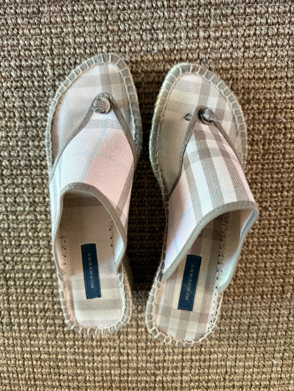 Burberry Pale Pink Check Espadrille Wedges